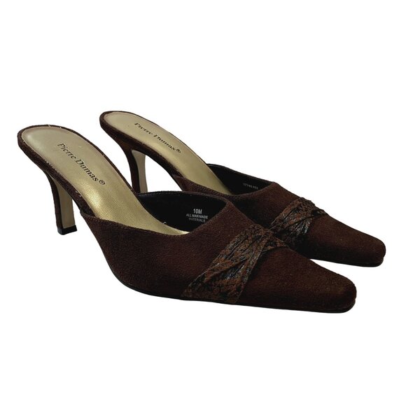 Pierre Dumas Heels Womens Size 10 M Brown Pointed Toe Slide On Shoes Vintage Y2K - Picture 11 of 12